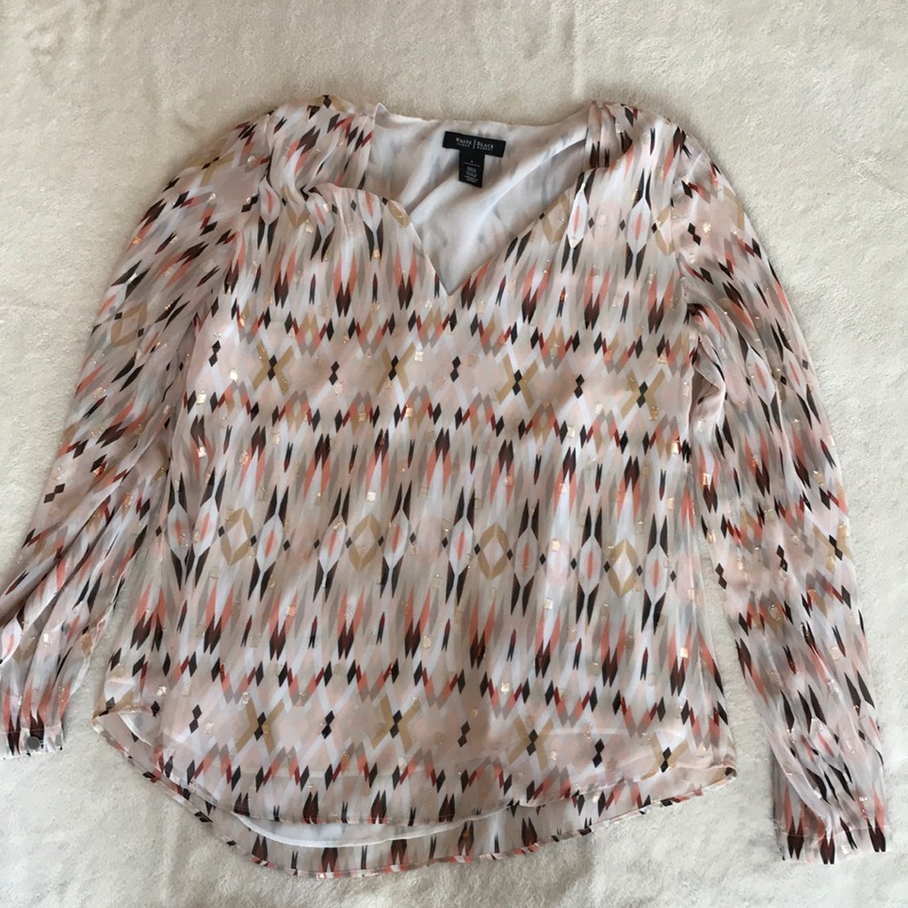 Multicolor gold thread accent blouse